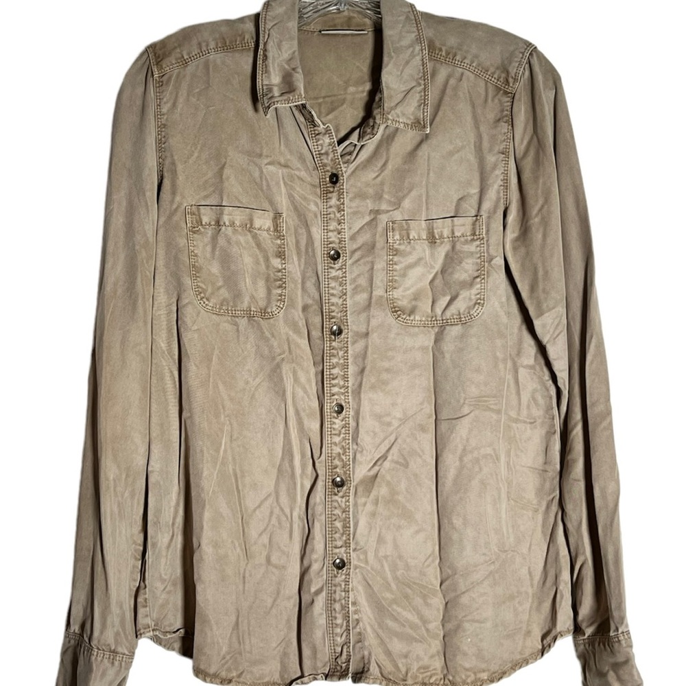 Nordstrom Halogen Khaki Button Down Top Shirt